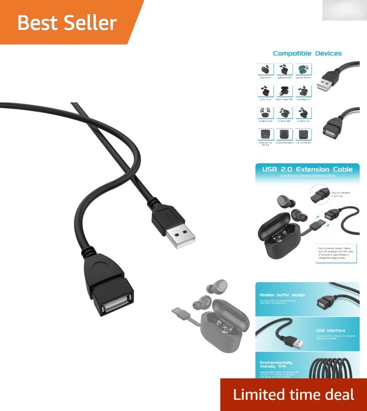5ft USB Extension Charging Cable for JLab Earbuds – Fast & Safe Charging