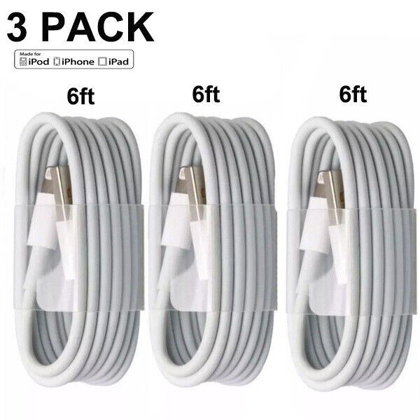 3-PACK 6ft USB Data Charger Cables Cords For i Phone 5 6 7 8 X 11 12 13 14 Plus gallery