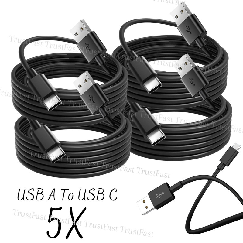 5X Android USB A To Type C Cable Fast Charger For iPhone 15 16 Samsung Data Cord