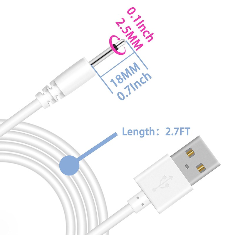 DC Charging Cable, 2.5mm Vibrators Charger Cord, 2.7ft Fast USB DC Charger Ca... gallery