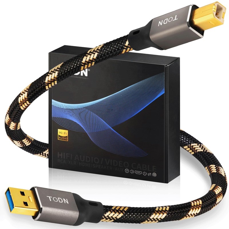 Audiophile USB Printer Cable with Upgraded 4-Core OCC, USB A to USB B Cable f…