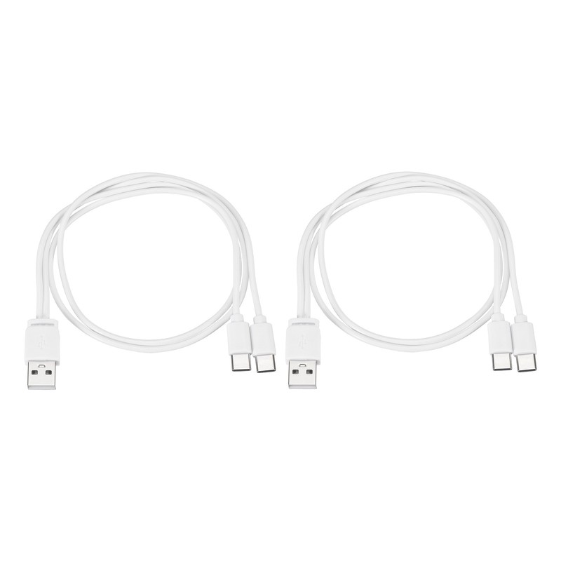 2 Pcs Multi USB A to 2 USB Type C 2 in 1 Splitter 20 Inch, White