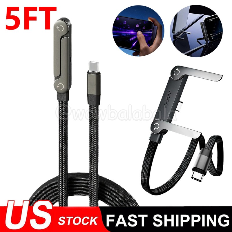 5ft 240W Fast Charging Cord with Phone Stand Invisible Holder Charger Cable