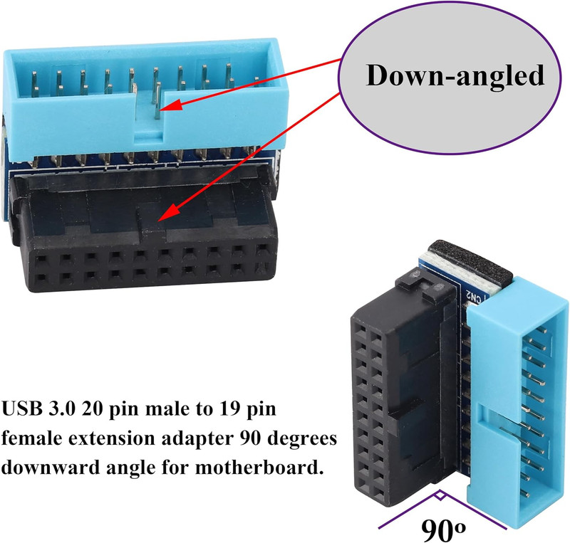 2 Pack down Right Angle USB 3.0 19-Pin Connector 90 Degree 19Pin/20Pin 3.0 USB gallery