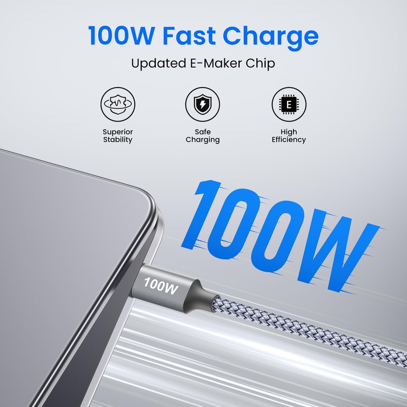 100W USB Cable 8ft, 2-Pack USB to USB Cable 100 Watt Fast Charging Charger Co... gallery