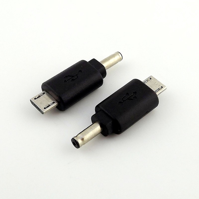 2x Black 3.5x 1.1mm DC Power Male Plug To Micro 5 Pin USB Male Adapter Connector gallery