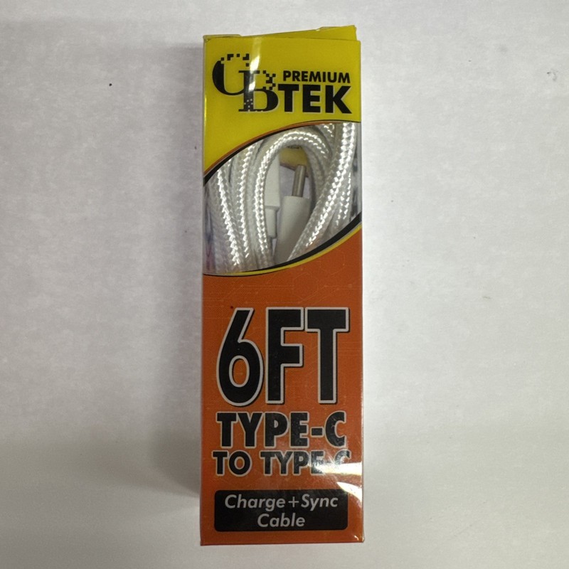 CBTEK iPhone MFI Certified 6ft Cables type c to type c, white