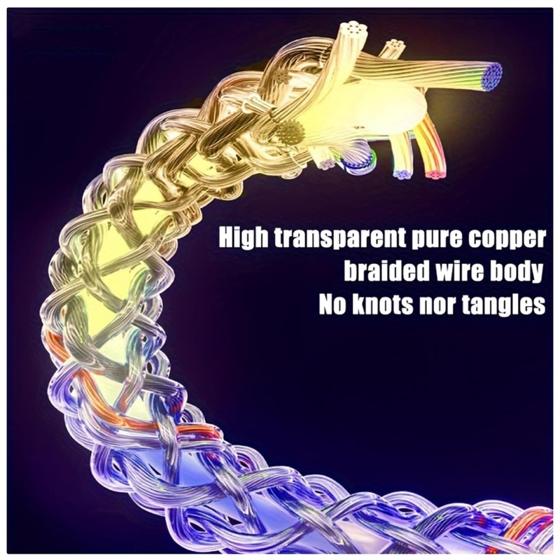 3.3FT RGB Flowing LED Fast Charging Cable 2-Pack 66W C to C