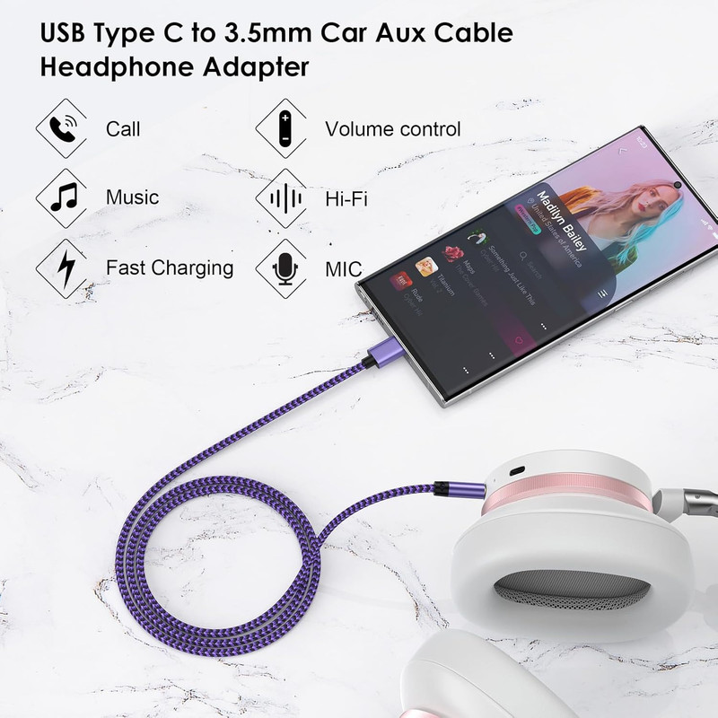 Iphone 16 17 Aux Cord for Car USB C to 3.5Mm Headphone Jack Adapter 3FT Car Ster gallery