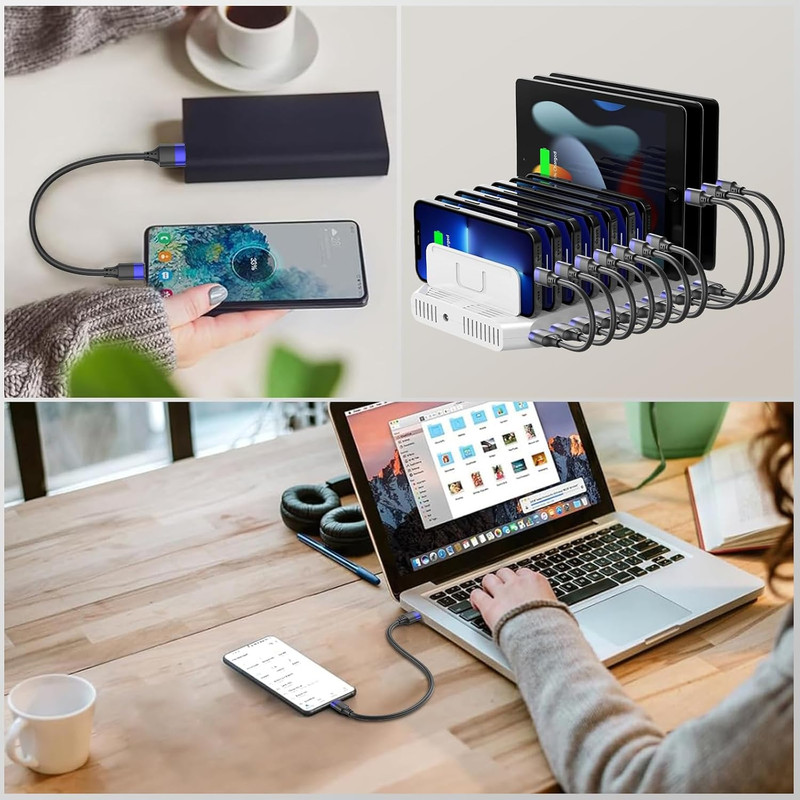 6 Inch Short USB C Cable Bulk 10 Pack, Multipack Short USB a to USB C Cable for gallery