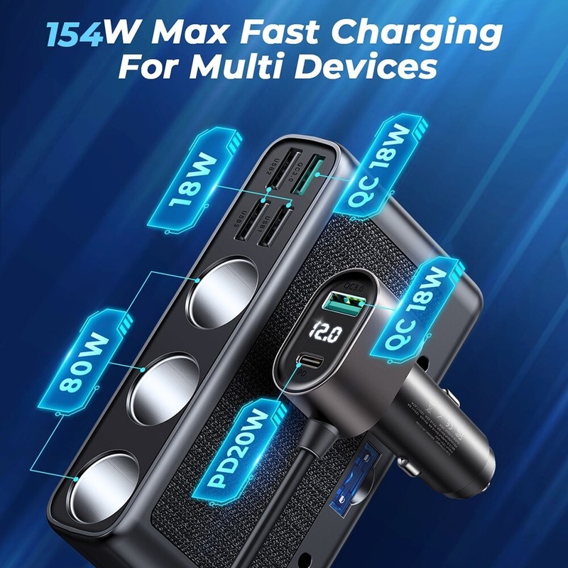 Joyroom JR-CL06 9 en 1 154W PD USB-C / TYPE-C + DUAL QC3.0 USB + 3 USB gallery
