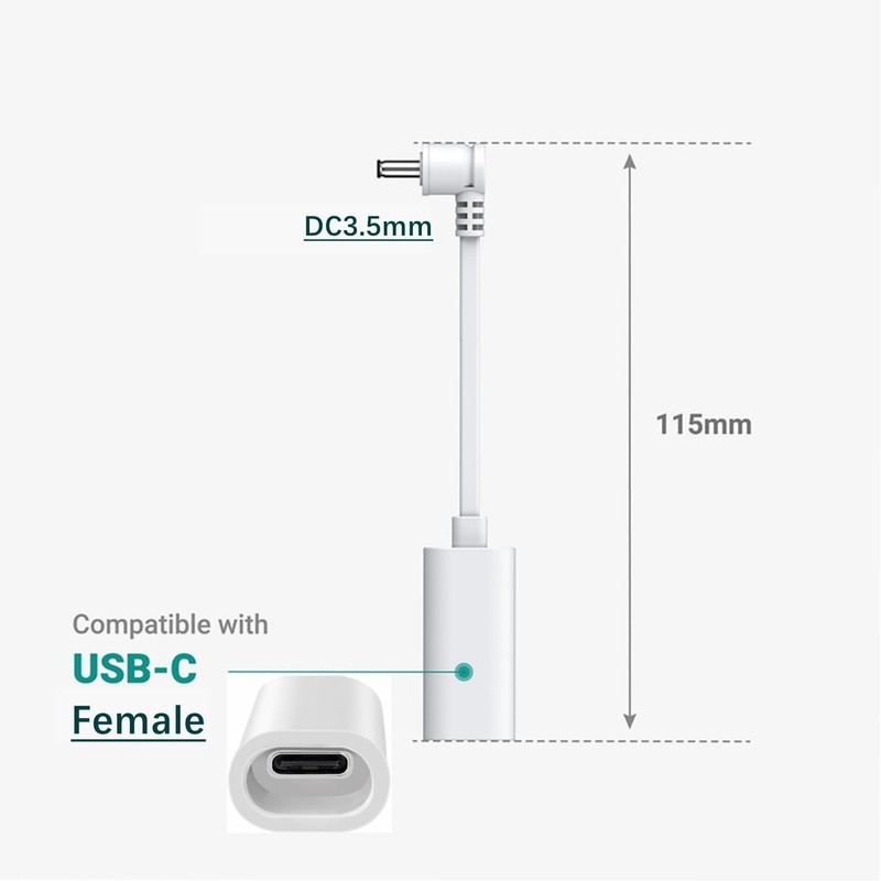 USB-C to Barrel Plug Adapter for Ring Security Cameras - Lightweight & Compact gallery