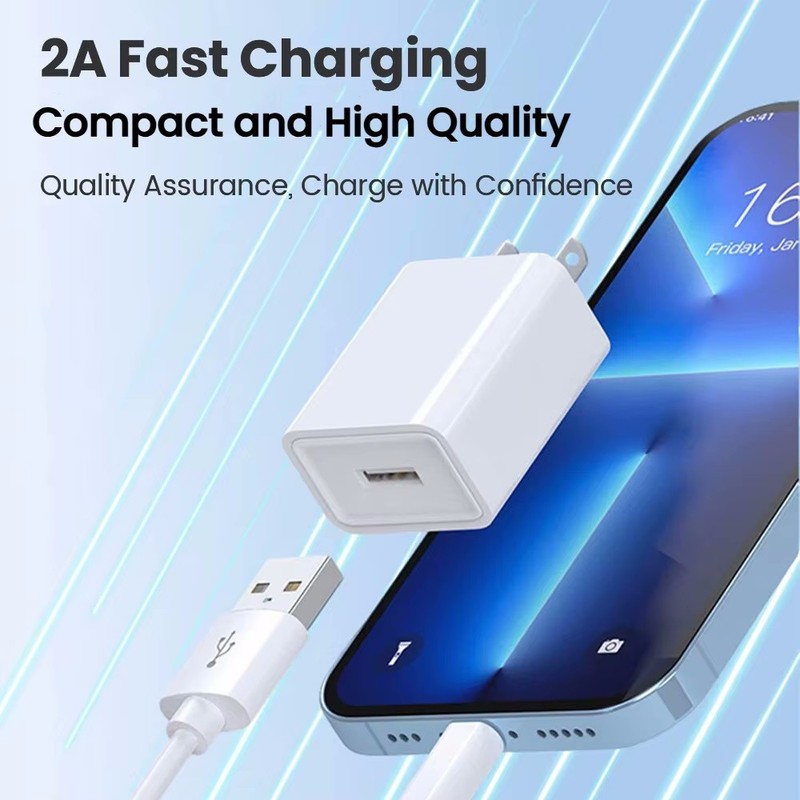 USB Wall Charger 5V 2A Block For iPhone 8 XR 11 12 13 14 Lot Fast Charging Cable gallery