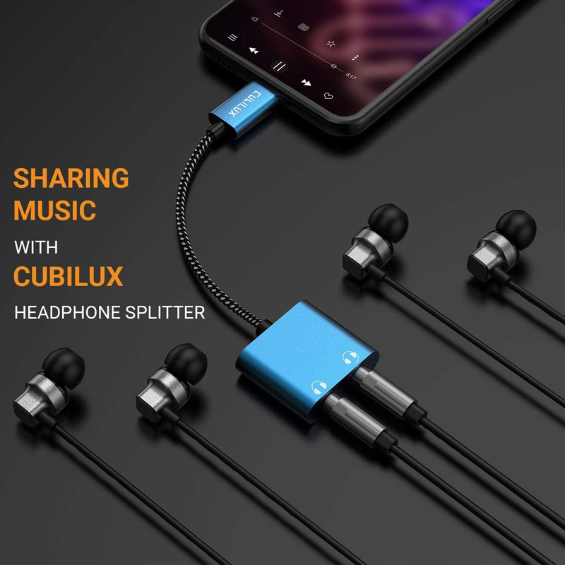 Cubilux USB C Dual Headphones Adapter, Type C to Double 3.5Mm Earphone Audio Spl gallery