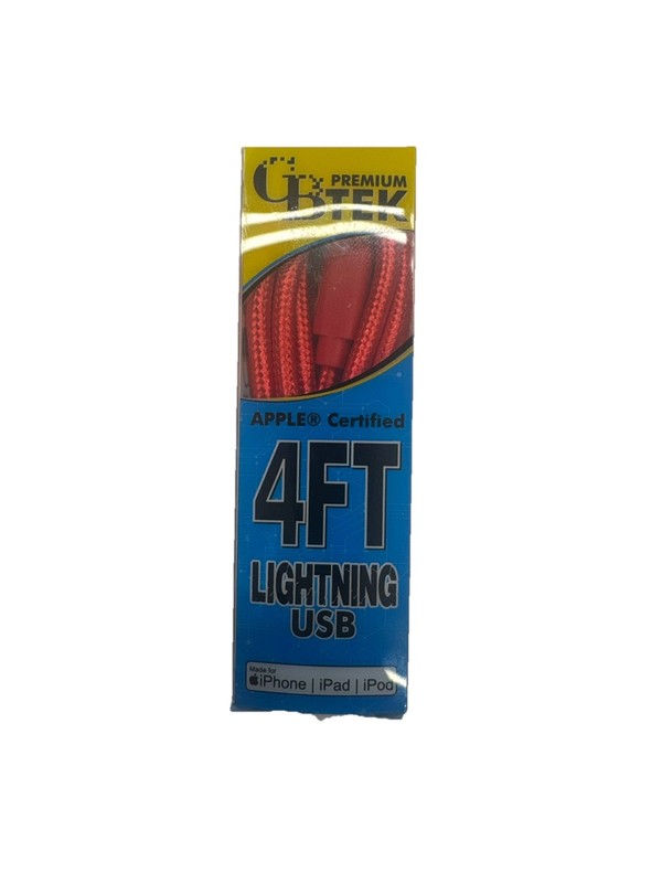 CBTEK iPhone MFI Certified 4ft Cables Lightning USB, Red