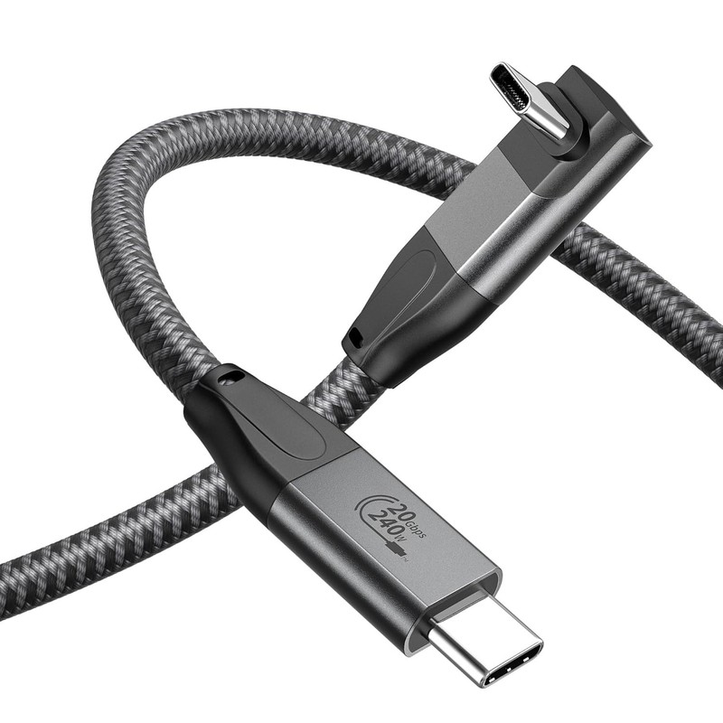 XAOSUN USB-C Fast Charging Cable Short Right Angle 240W 90 Degree USB 20Gbps