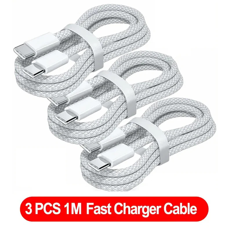 3PCS USB C to USB C 100W Fast Charging Cable 6A TPE TPU High-Speed Data
