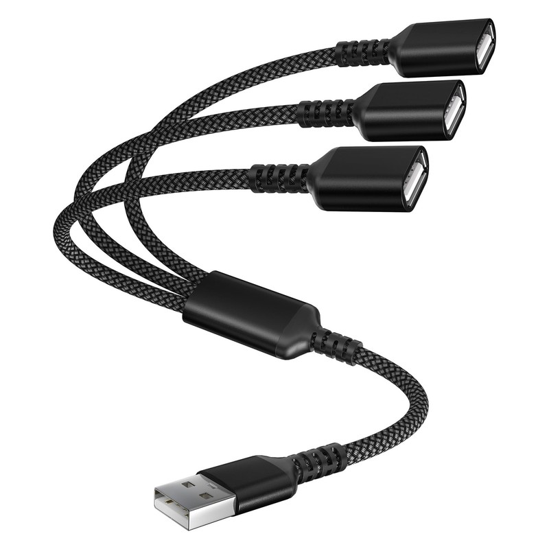 USB Splitter Cable 1 in 3 Out 1FT,USB to Triple Female Extension Cord Adapter…