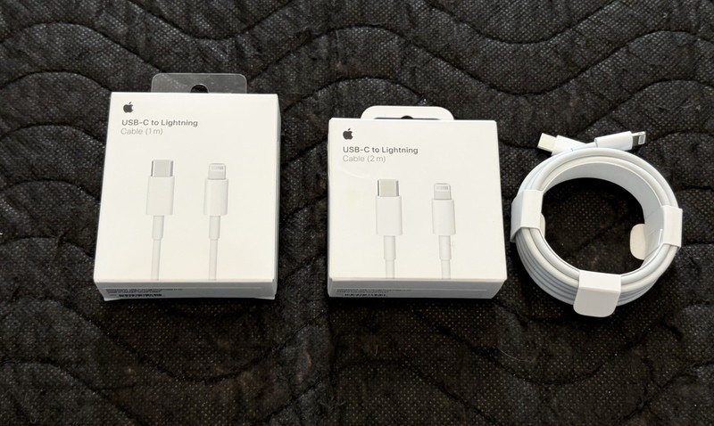 New Set of Two Apple USB-C to Lightning Charging Cables – 1m & 2m in Boxes
