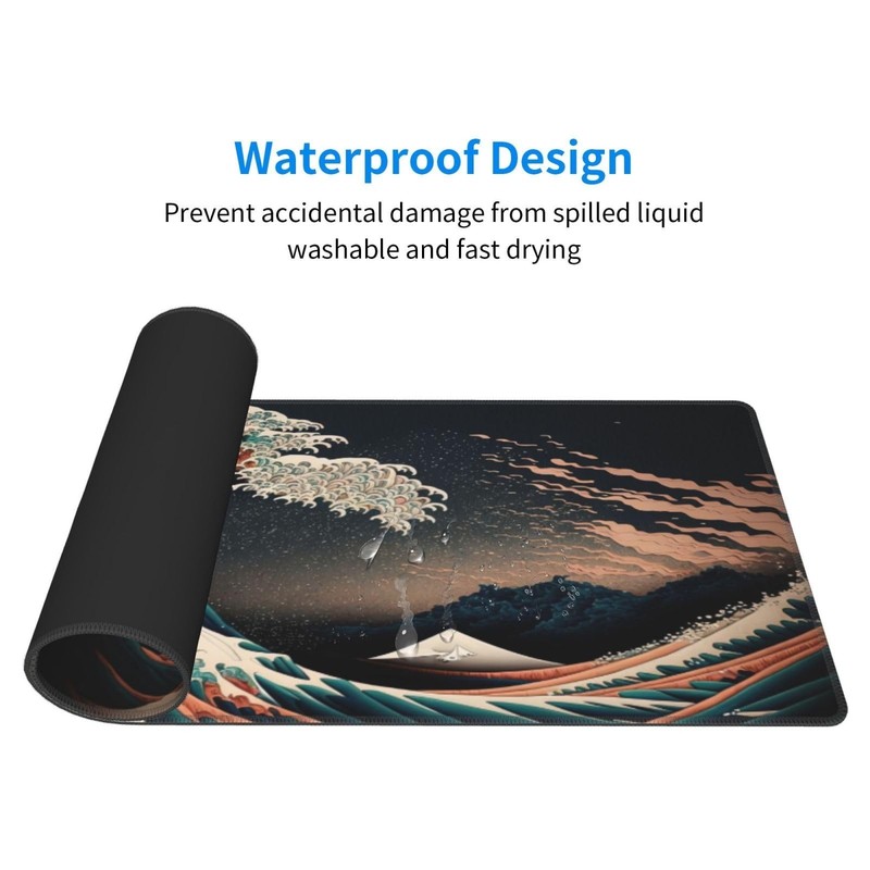 Japanese Waves in The Dark Gaming Mouse Pad XL, Large Non Slip Rubber Mousepa... gallery