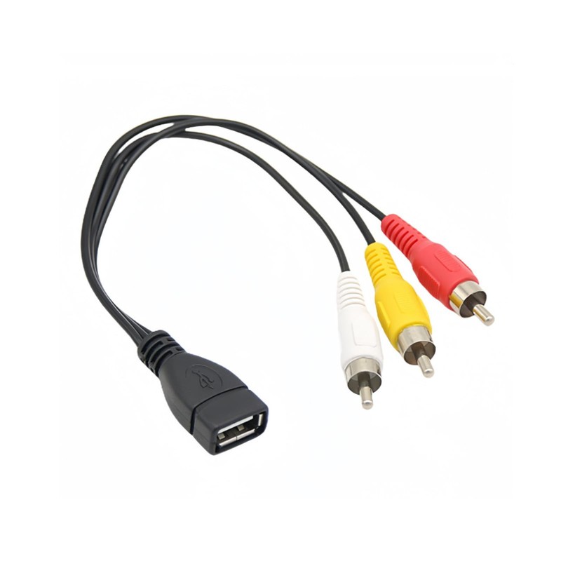 USB Female to 3 RCA Male AV Adapter Cable for PC TV Monitor 0.65FT
