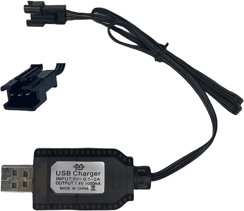 7.4V USB Charger Cable with SM-3PIN Plug Compatible RC Car Tank 1, Black gallery