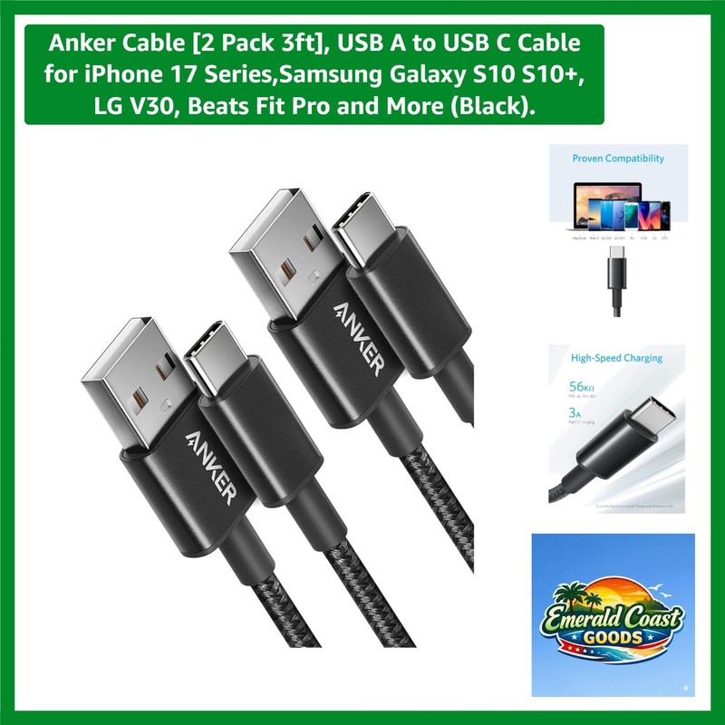Cable [2 Pack 3ft], USB A to USB C Cable for iPhone 17 Series,Samsung Galaxy …