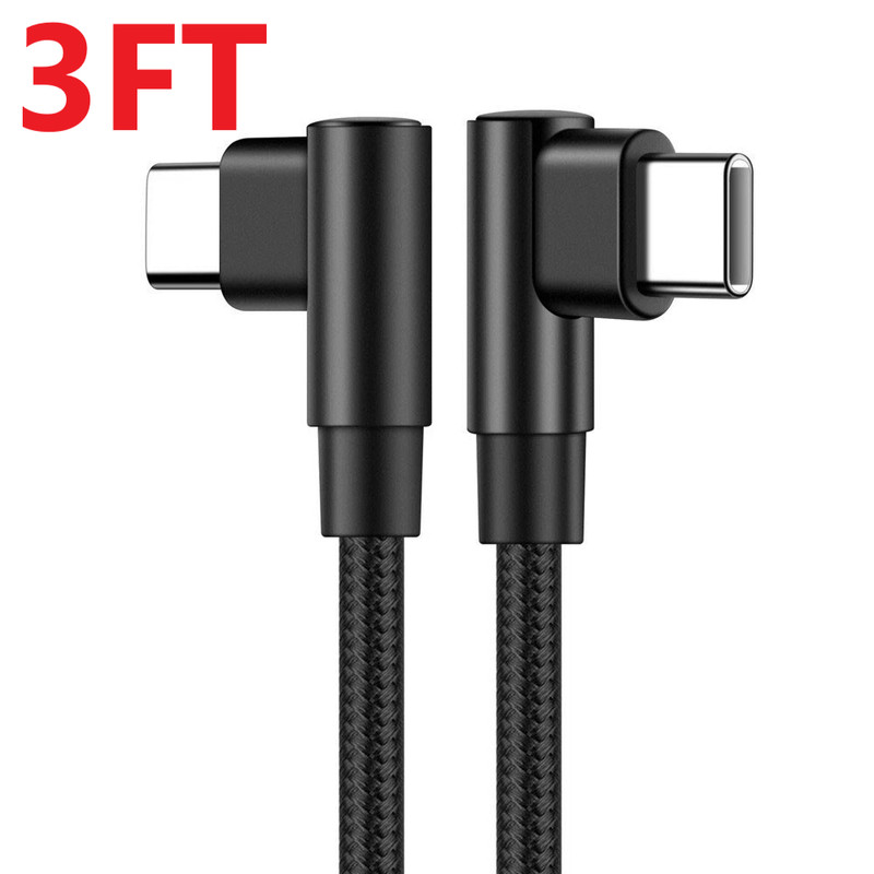 90 Degree Angle USB-C to USB-C Charger Cable Fast Charging Type Sync Cord LOT