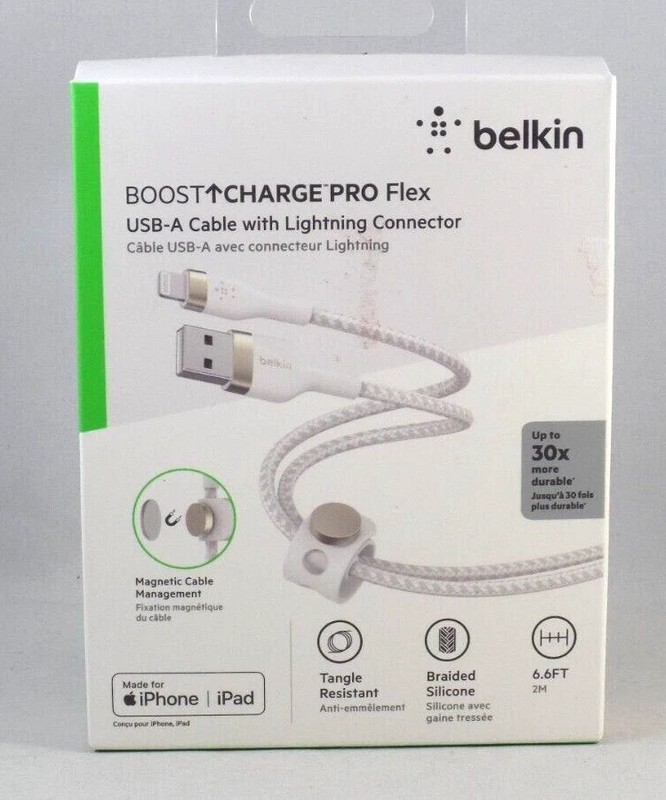 New Belkin BOOST↑Charge Pro Flex USB-A WITH LIGHTN-ING CABLE (2M) 6.6ft