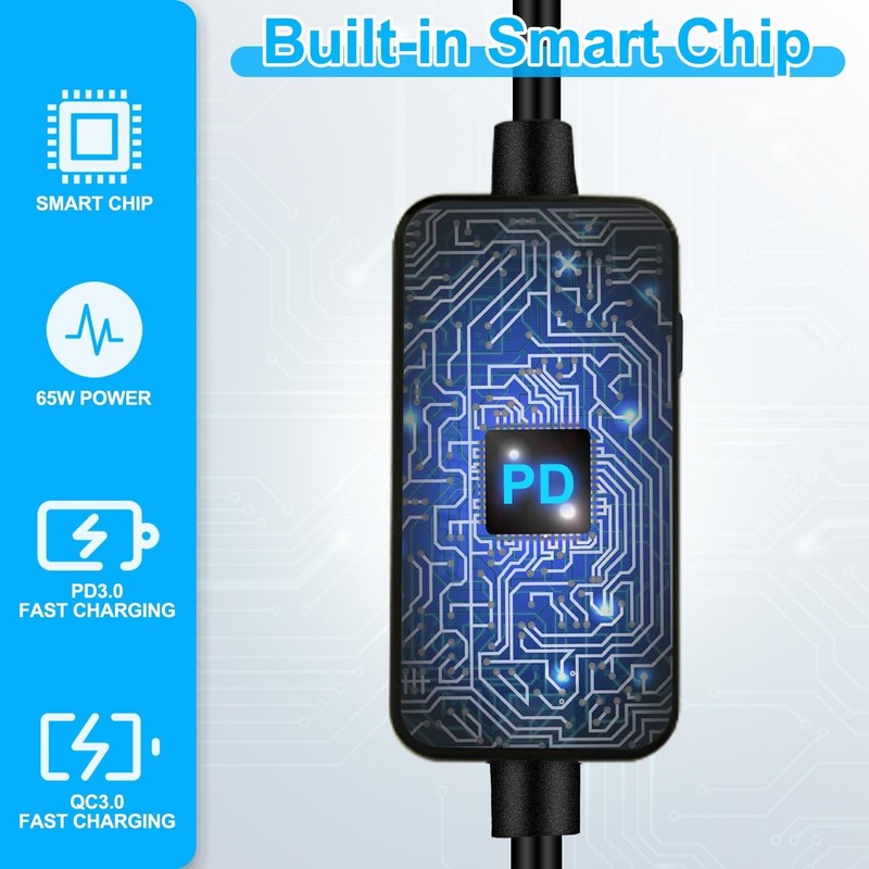 PD Trigger USB C to DC Adapter - 10 Tips, LED Voltage Display, 65W Output gallery