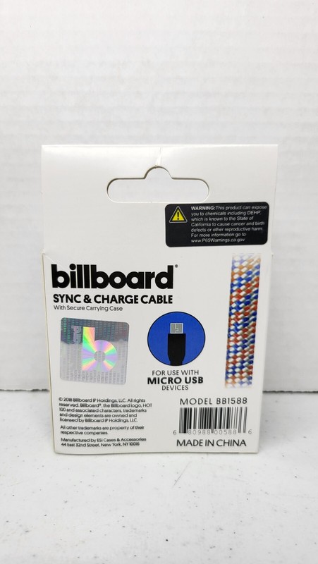 Billboard Sync & Charge Cable 6' w/Carrying Case Android Blue gallery