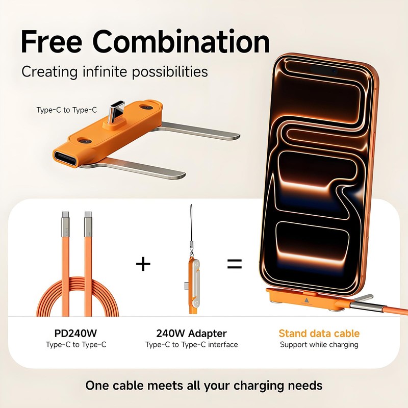 Invisible Holder Charger Cable with Stand,2 in 1 Sideways Invisible Holder Ch... gallery