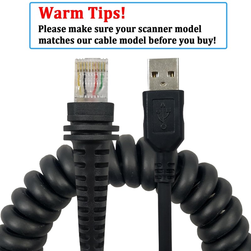 Barcode Scanner 𝐂𝐨𝐢𝐥𝐞𝐝 𝐔𝐒𝐁 𝐂𝐚𝐛𝐥𝐞 USB to RJ45 Cable CBL-500-300-... gallery