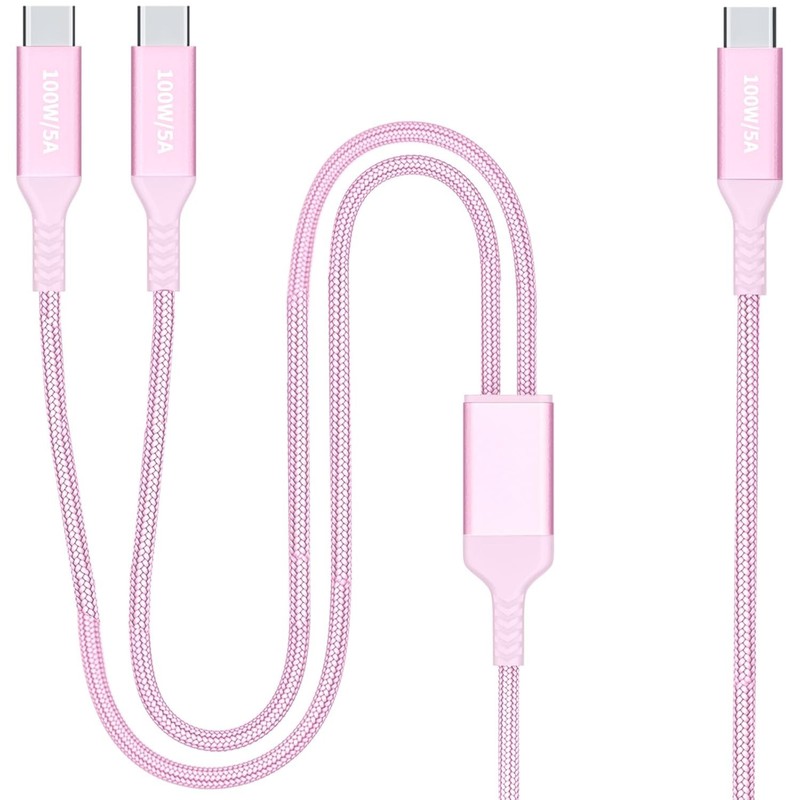 4FT 2 in 1 100W USB C to Dual Type C Fast Charging Cable,iPhone 15 USB C to D... gallery