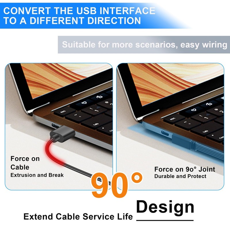 1.6 Ft Right Angle USB Y Splitter Cable 66W USB To Dual Type C Fast Charger gallery