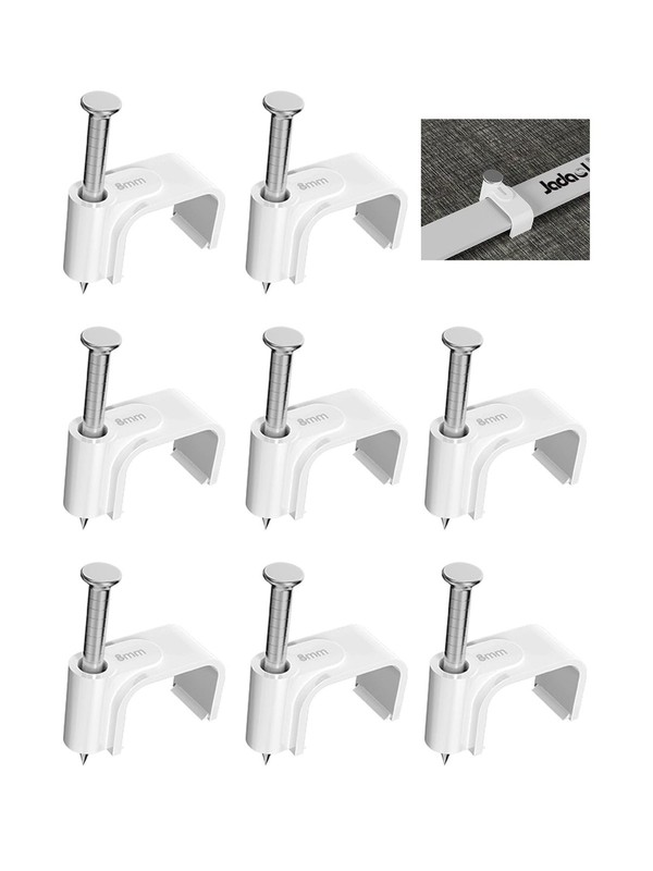 Jadaol Cable Clips 100Pcs 8mm Nail in Clips for Flat Ethernet Cables Wall Cli...
