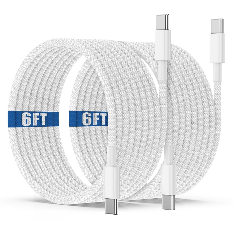 USB C to C Charging Cable 6ft, 60W Fast Type C to C Charger Cord Long for App…