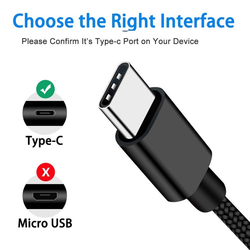 Short USB C Cable 1.5FT 3 Pack Type C Charger Braided 1.5 feet, Black gallery