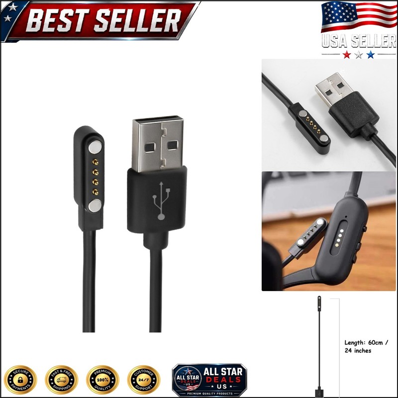 USB Charger Cable for Bone Conduction Headphones – 4-Pin Magnetic Design 60cm