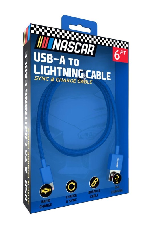 Nascar USB-C to USB-C Cable 6 ft Blue