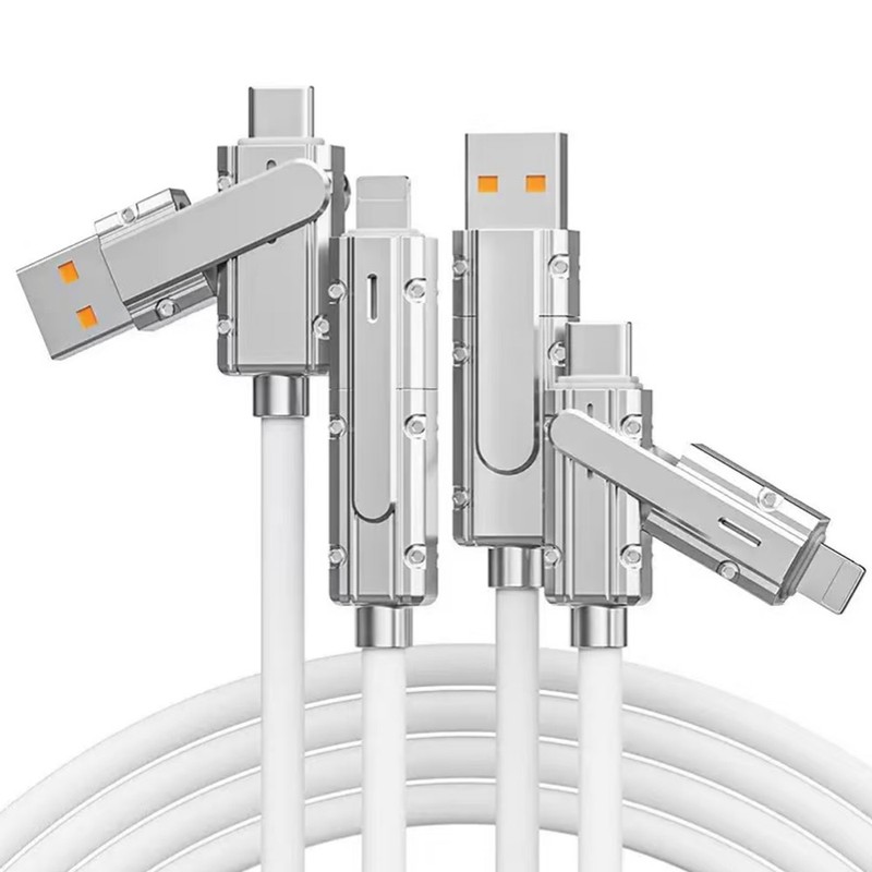 1M Two in Two 120W Super Fast Charger Cable for iPhone/Samsung/Android Phones