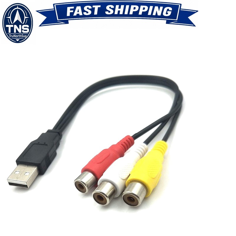 USB A 2.0 Male to 3 RCA Female Video Audio Capture Card Adapter Cable for PC Mac