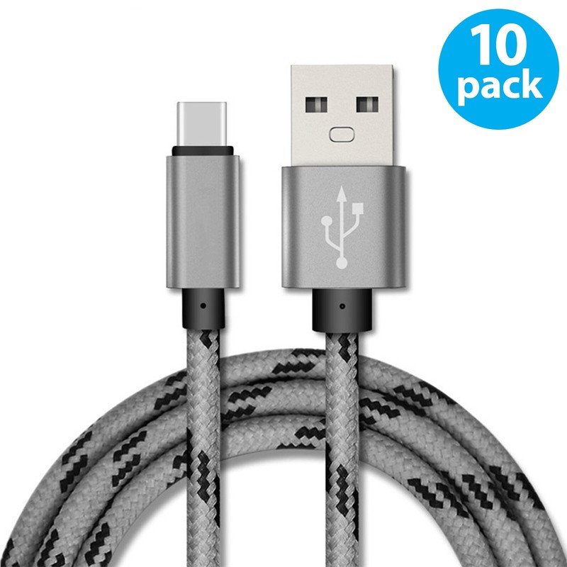 10-Pack Braided USB-A to Type-C Fast Charging Cable Cord Charger Charging Sync gallery