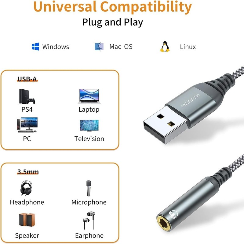 USB to 3.5mm Jack Audio Adapter - High-Definition Sound for All Devices gallery