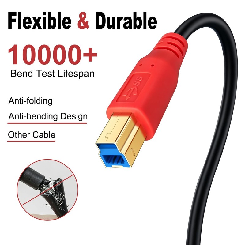 1 FT 0.3M USB 3.0 Type A to B Male Printer Scanner Hard Drive Data Cable gallery