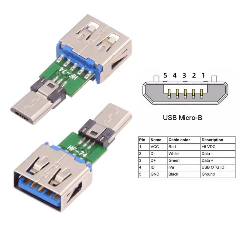 5pcs/lot USB 2.0 Micro 5Pin Male Connector to USB Type-A Female OTG Data Conv... gallery