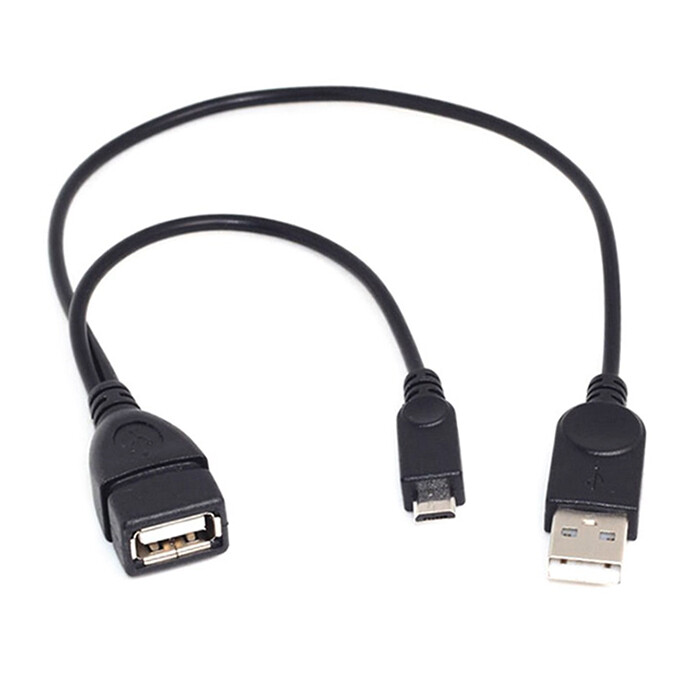 1 Ft (32 cm) USB 2.0 Type A Female to Micro B 5-pin Male OTG Cable w/ USB Power