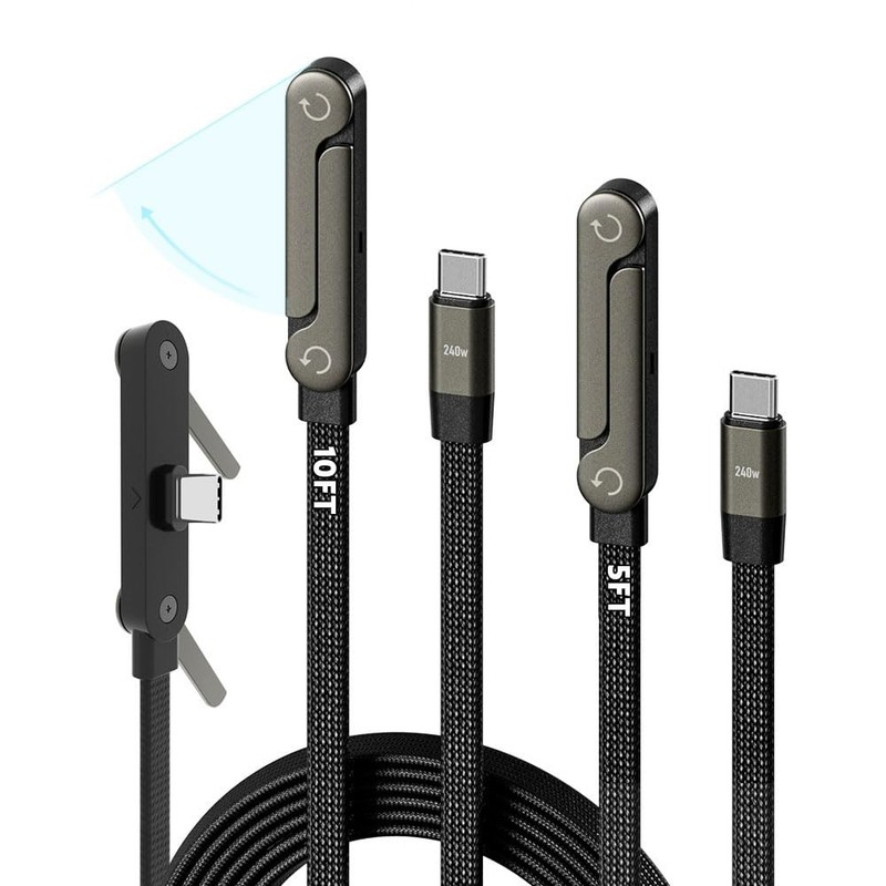 USB to USB Cable [2 Pack，5/10FT]，-240W Fast Charging Cable，Invisible Stand Ch…