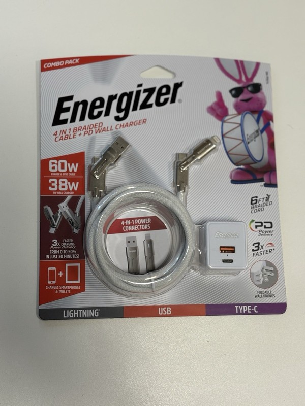 Energizer universal braided cable 4-in-1 power conectors
