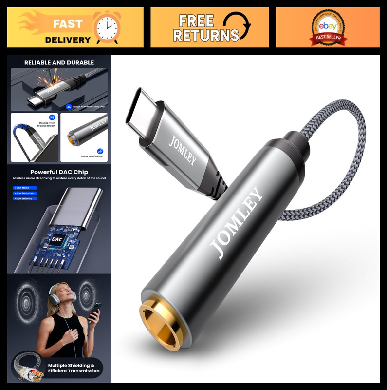 USB C to 1/4 Inch Headphone Adapter 20CM – TRS Female Stereo Jack for Audio Devi